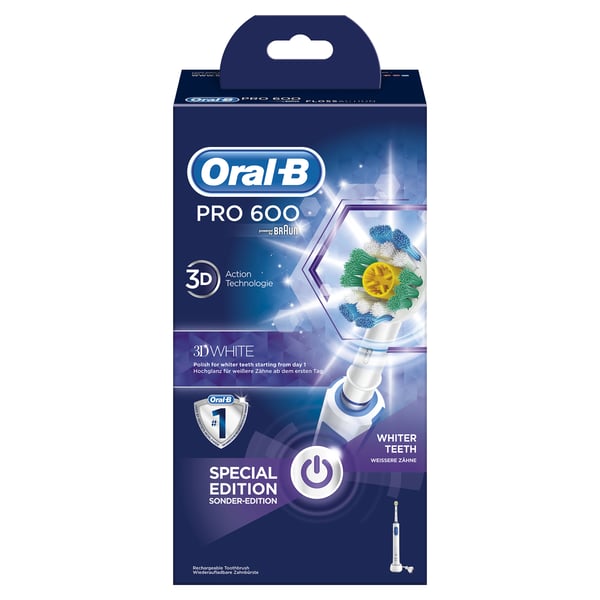Oral-B Professional Care 600 White & Clean Voksen Roterende, pulserende tandbørste Blå, Hvid