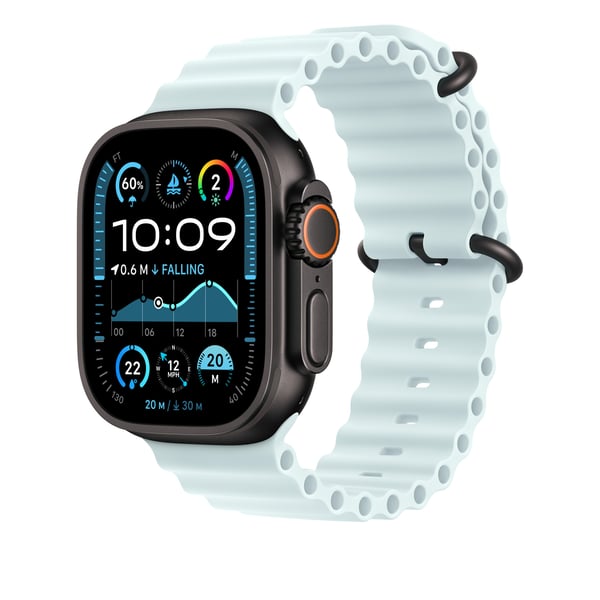 Apple MYP93ZM/A Smart bærbart (wearable) tilbehør Band Blå Fluoroelastomer, Titanium