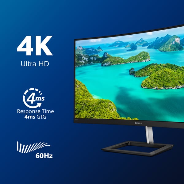 Philips E Line 328E1CA/00 platta pc-skärmar 80 cm (31.5") 3840 x 2160 pixlar 4K Ultra HD LCD Svart