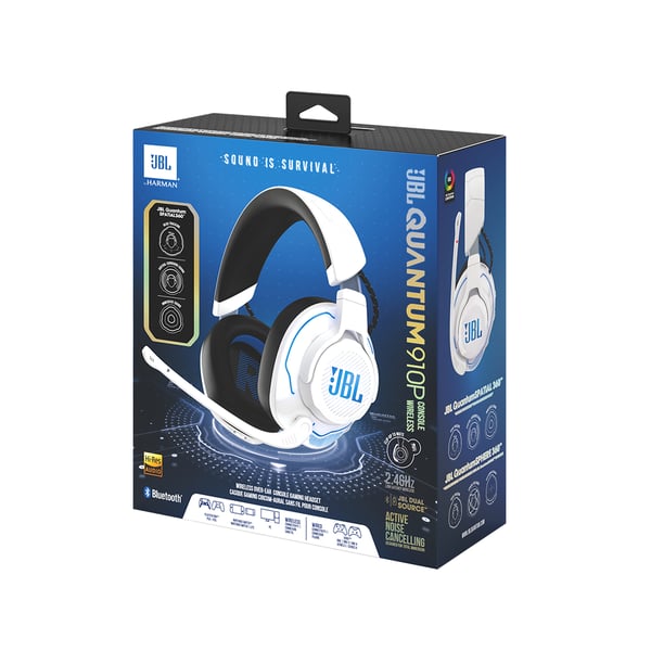 JBL Quantum 910P Headset Kabel & trådløs Spil USB Type-C Bluetooth Blå, Hvid