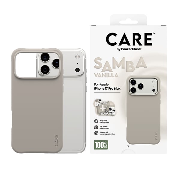 PanzerGlass CARE™ by ® Samba Case Vanilla w. MagSafe iPhone 17 Pro Max mobiltelefonfodral Mobilskal Beige