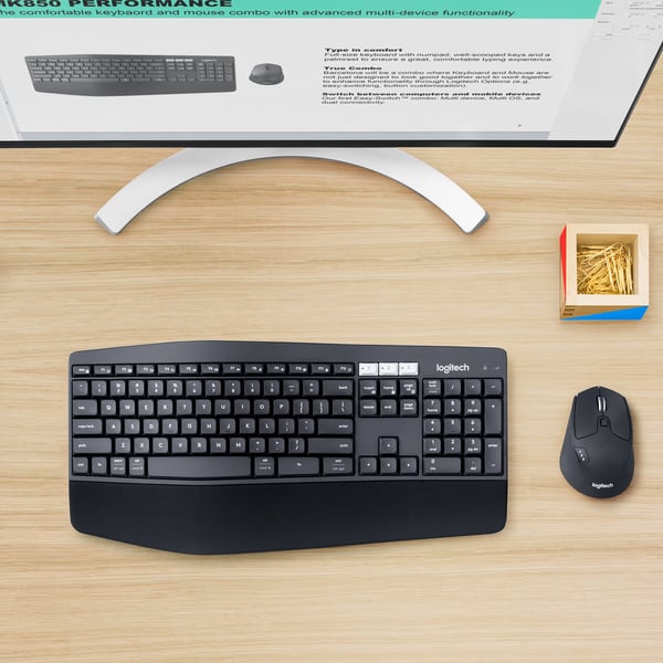 Logitech MK850 Performance tastatur Mus inkluderet Universel RF trådløs + Bluetooth AZERTY Belgisk Sort