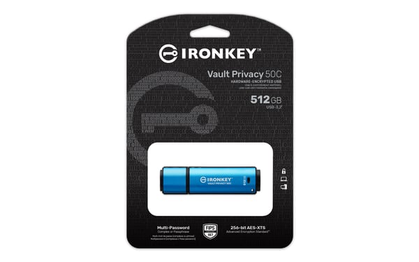 Kingston Technology IronKey 512GB USB-C Vault Privacy 50C AES-256 krypteret, FIPS 197
