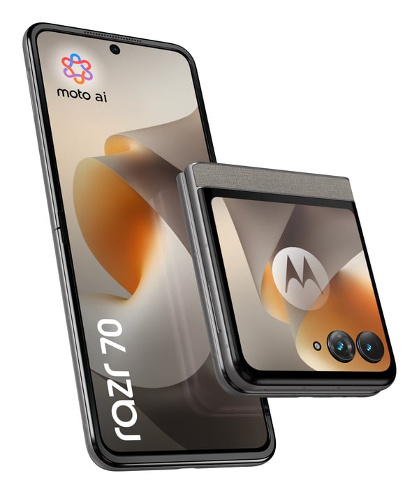 Motorola razr 70 17,5 cm (6.9") Dual SIM Android 16.0 5G USB Type-C 8 GB 256 GB 4800 mAh Stenfarve Motorola razr 70 17,5 cm (6.9") Dual SIM Android 16.0 5G USB Type-C 8 GB 256 GB 4800 mAh Stenfarve