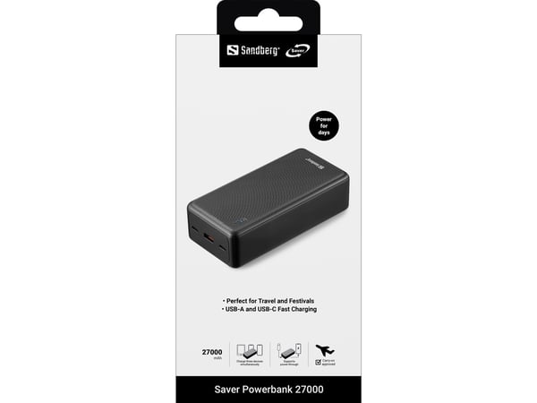 Sandberg 320-43 powerbank Lithium-Ion (Li-Ion) 27000 mAh Sort
