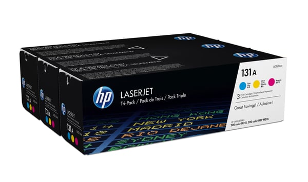 HP 131A - 3-pakke - Gul, cyan, magenta - original - LaserJet - tonerpatron (U0SL1AM)