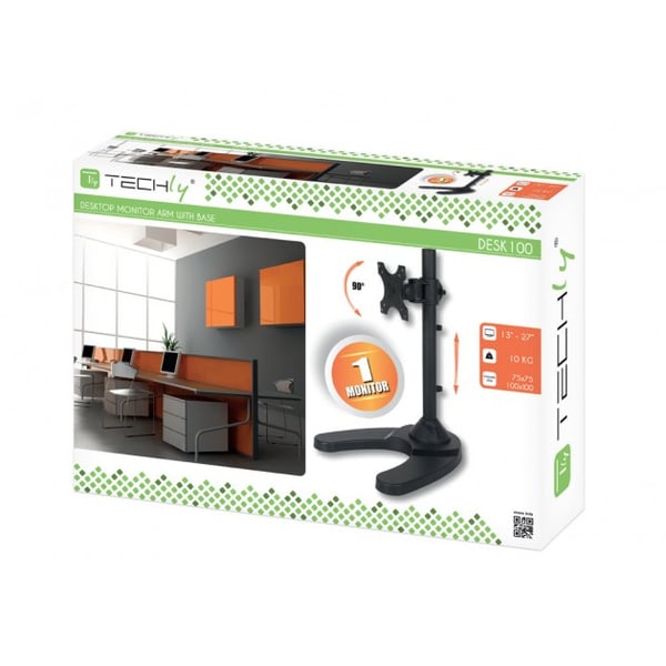 Techly ICA-LCD 3500 skærmbeslag og -stativer 68,6 cm (27") Skrivebord Sort