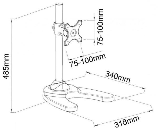 Techly ICA-LCD 3500 skærmbeslag og -stativer 68,6 cm (27") Skrivebord Sort