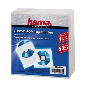 Hama CD-ROM Paper Sleeves 50, White 50 levyt Valkoinen