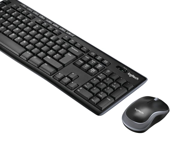 Logitech MK270 combo, Pan Nordic trådlös, svart mus och tangentbord