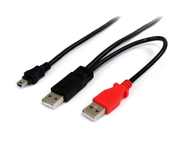 StarTech.com USB2HABMY6 USB-kabel USB 2.0 1,8 m Mini-USB B 2 x USB A 0,48 Gbit/sek. Sort, Rød StarTech.com USB2HABMY6 USB-kabel USB 2.0 1,8 m Mini-USB B 2 x USB A 0,48 Gbit/sek. Sort, Rød