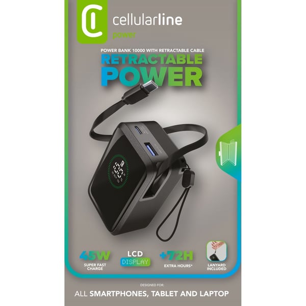 Cellularline PBROLL10000K powerbank 10000 mAh Sort