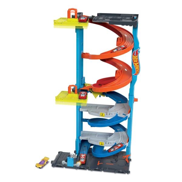 Hot Wheels City Förvandlingsbart racingtornslekset, banset med 1 leksaksbil