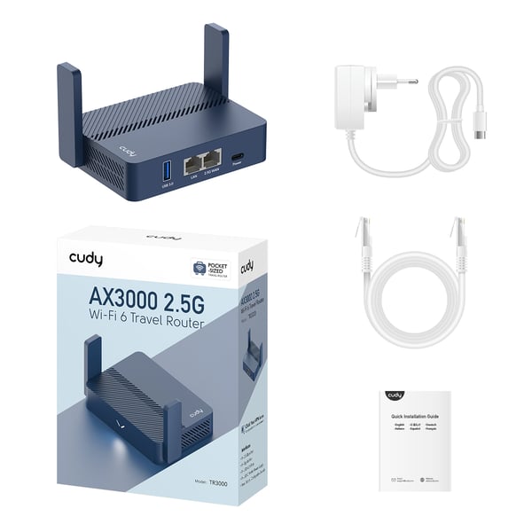 Cudy AX3000 trådløs router Gigabit Ethernet Dual-band (2,4 GHz / 5 GHz) Blå