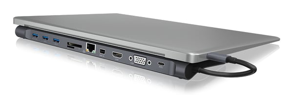ICY BOX IB-DK2102-C Langallinen USB 3.2 Gen 1 (3.1 Gen 1) Type-C Antrasiitti, Musta