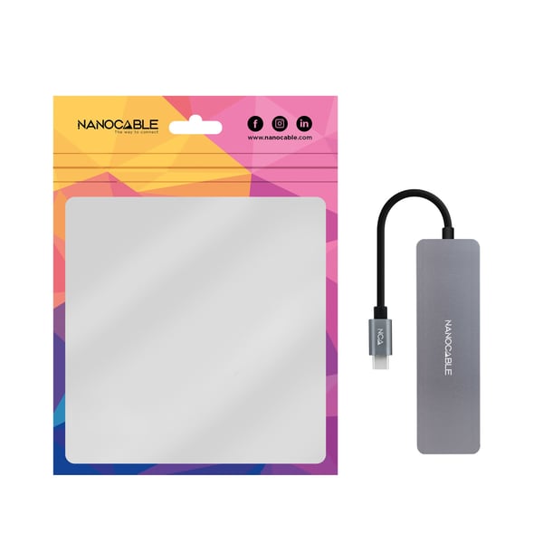 Nanocable 10.16.4409 gränssnittshubbar USB 3.2 Gen 1 (3.1 Gen 1) Type-C 5 Mbit/s Grå
