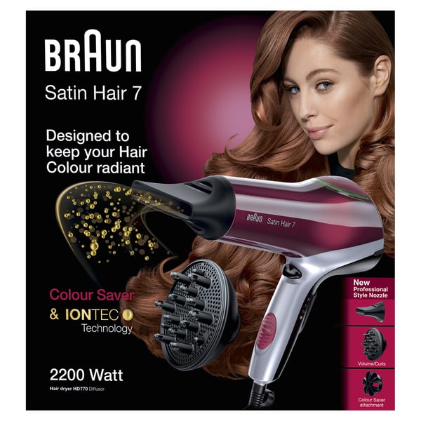 Braun HD 770 hiustenkuivain 2000 W Musta, Punainen
