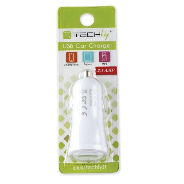 Techly USB - Auto 5V/1A/2.1A Universaali Valkoinen Tupakansytytin