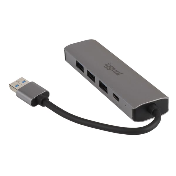 iggual IGG320778 kannettavien tietokoneiden telakka ja porttitoistin Langallinen USB 3.2 Gen 1 (3.1 Gen 1) Type-A Harmaa