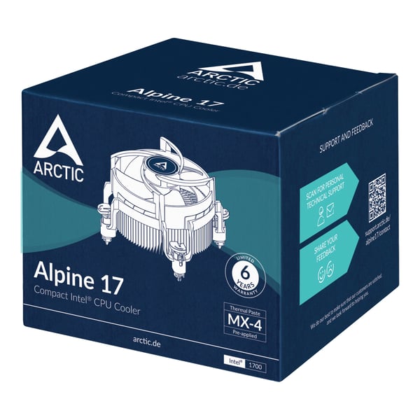 ARCTIC Alpine 17 Processor Luftkylare 9,2 cm Svart, Silver 1 styck
