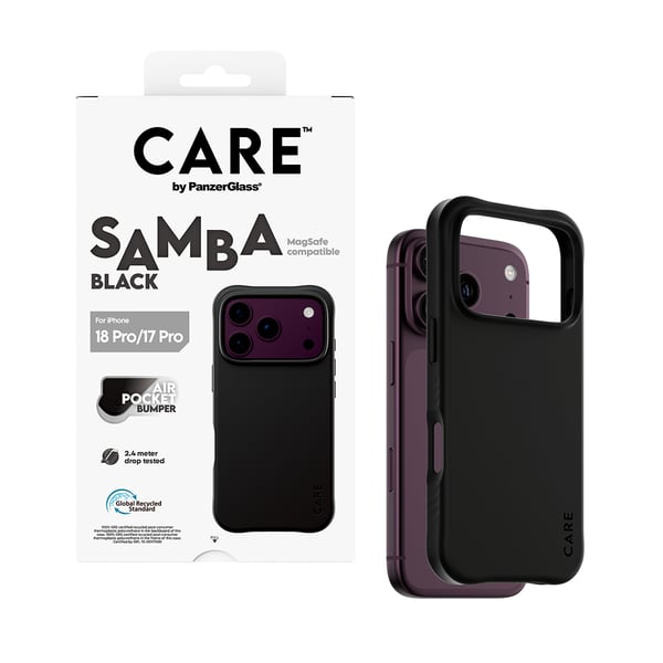 PanzerGlass CARE™ by ® Samba Case Black w. MagSafe iPhone 2026 Pro | 17 Pro mobiltelefonfodral Mobilskal Transparent
