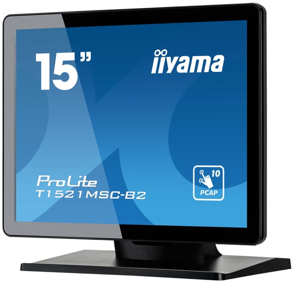 iiyama ProLite T1521MSC-B2 platta pc-skärmar 38,1 cm (15") 1024 x 768 pixlar XGA LED Pekskärm Bordsskiva Svart