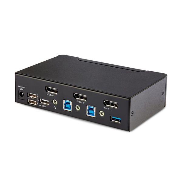 StarTech.com 2-Portars DisplayPort KVM-switch, 8K 60Hz / 4K 144Hz, Enkel skärm, DP 1.4, 2x USB 3.0 P