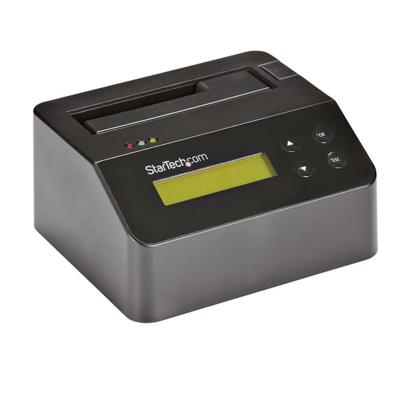 StarTech.com Hårddiskraderare med ett fack, fristående HDD-/SSD-raderare, USB 3.0 till SATA II (3 Gbps), 9 raderingslägen, LCD-bildskärm, säker dockningsstation för hårddiskraderare, DB-9-skrivarport, TAA-kompatibel