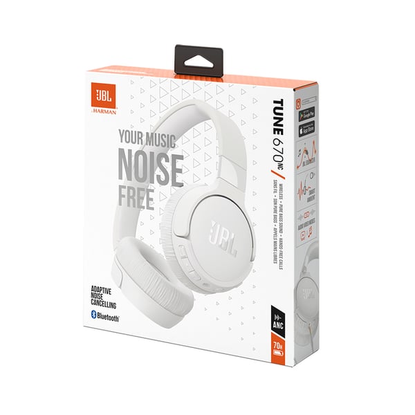 JBL Tune 670NC Headset Kabel & Trådlös Huvudband Samtal/musik USB Type-C Bluetooth Vit