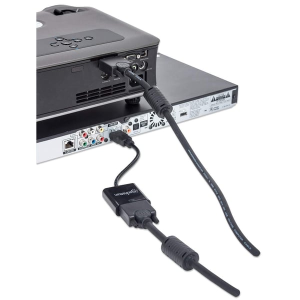 Manhattan 151436 videokabeladapter 0,3 m HDMI Typ A (standard) VGA (D-Sub) Svart
