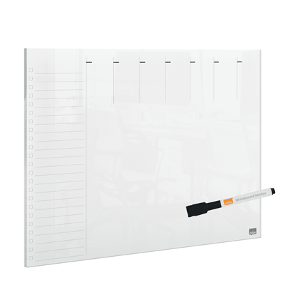 Nobo transparent akryl mini whiteboard ugentlig planner til skrivebordet eller vægmonteret, A4