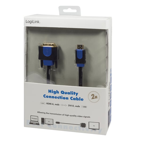 LogiLink CHB3102 videokaapeli-adapteri 2 m HDMI-tyyppi A (vakio) DVI-D Musta
