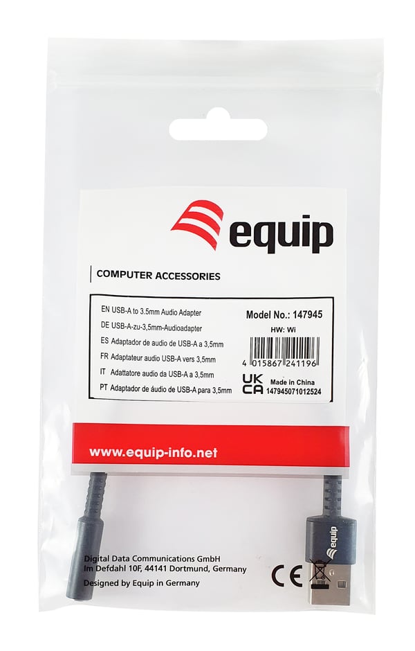 Equip 147945 audiokaapeli 0,15 m 3.5mm USB A-tyyppi Musta