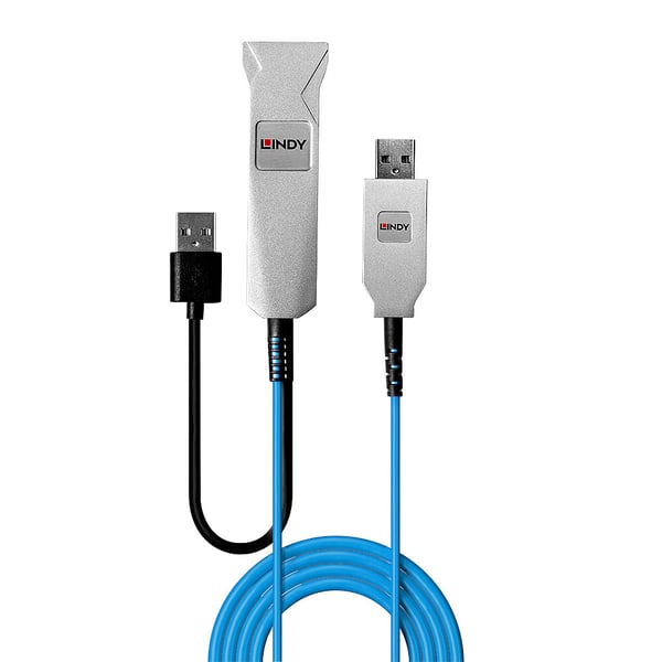 Lindy 43345 USB-kabel USB 3.2 Gen 1 (3.1 Gen 1) 30 m USB A 2 x USB A 5 Gbit/sek. Blå, Sølv