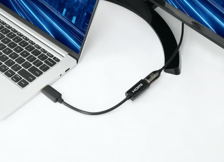 Manhattan DisplayPort 1.2 till HDMI Aktiv Adapter, 4K@60Hz, 15cm, Hane till Hona, DP Med Spärr, Svart
