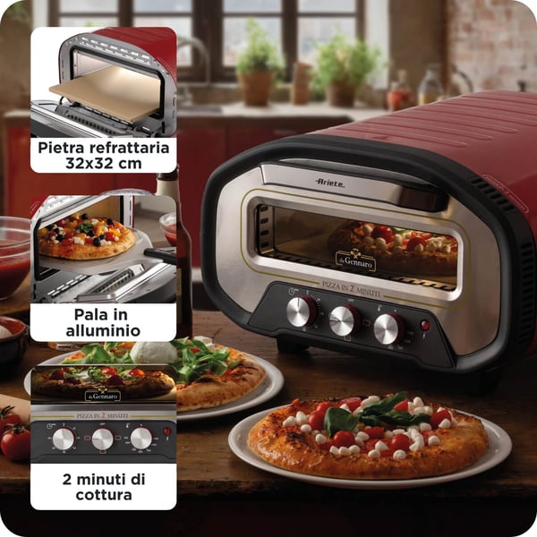 Ariete 3901/00 pizza fremstiller & ovn 1 pizza(er) 2200 W Rød