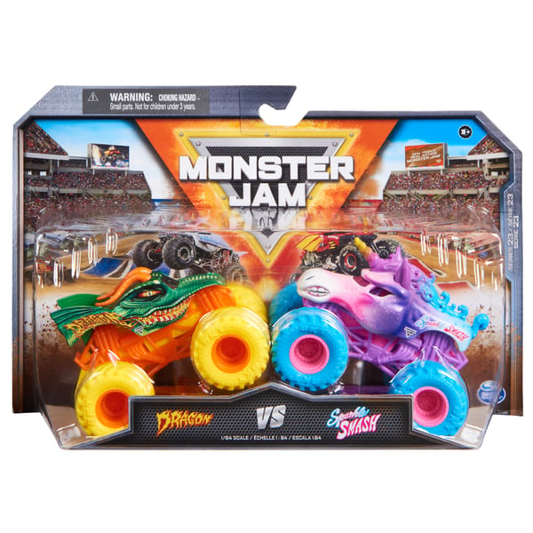 Monster Jam MNJ VHC Dragon vs Sparkle Smash GML