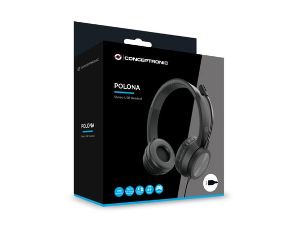 Conceptronic POLONA05B kuulokkeet ja kuulokemikrofoni Langallinen Pääpanta Business/Everyday USB A-tyyppi Musta