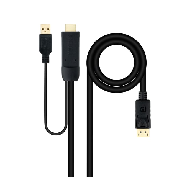 Nanocable 10.15.4352 videokabeladapter 1,8 m HDMI + USB Type-A DisplayPort Svart