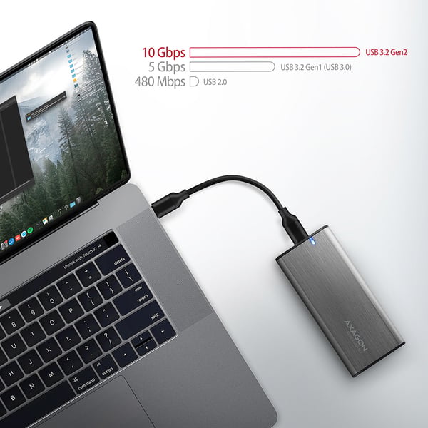 Axagon EEM2-SG2 Hölje för lagringsenheter SSD-inkapsling Grå M.2