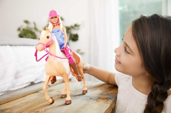 Barbie Barbie-docka, blond, och häst