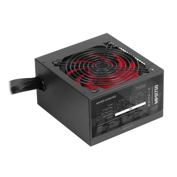 Mars Gaming MPIII750 virtalähdeyksikkö 750 W 20+4 pin ATX ATX Musta, Punainen