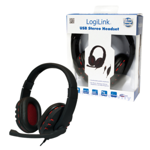 LogiLink HS0033 hovedtelefoner/headset Ledningsført Opkald/musik Sort, Rød