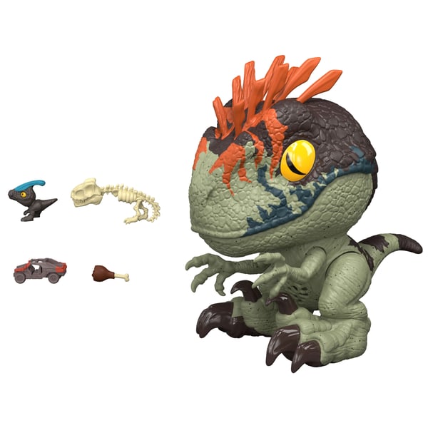 Jurassic World Fierce Feeder Velociraptor-dinosaurie med interaktiv svälj- och spottfunktion