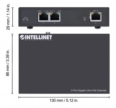 Intellinet 561600 nätverksförlängare Nätverkssändare Svart 10, 100, 1000 Mbit/s