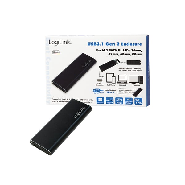 LogiLink UA0314 drevkabinet SSD kabinet Sort M.2