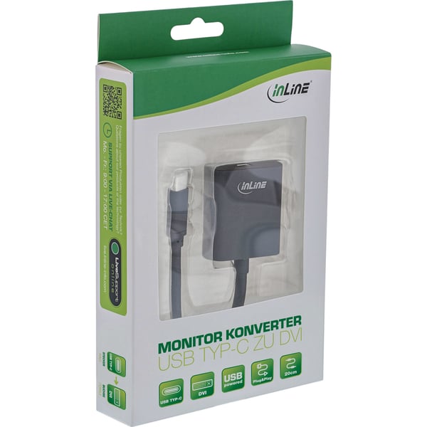 InLine 64103B videokabeladapter 0,2 m USB Type-C DVI-D Svart