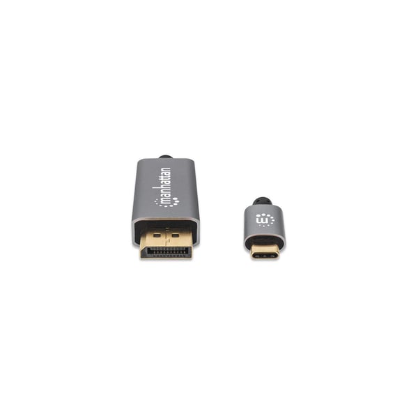 Manhattan 354851 videokaapeli-adapteri 3 m USB Type-C DisplayPort Musta, Hopea