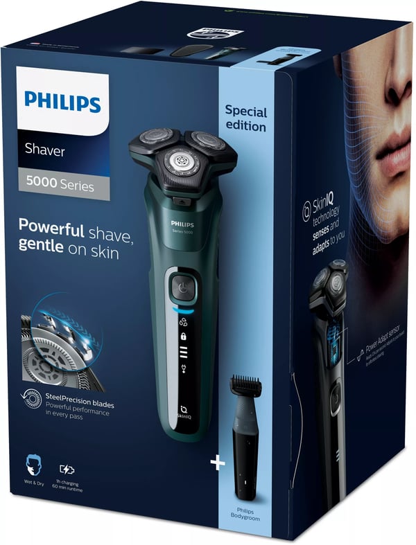 Philips SHAVER Series 5000 S5584/57 barbermaskine til ham Rotations shaver Trimmer Grøn, Grå
