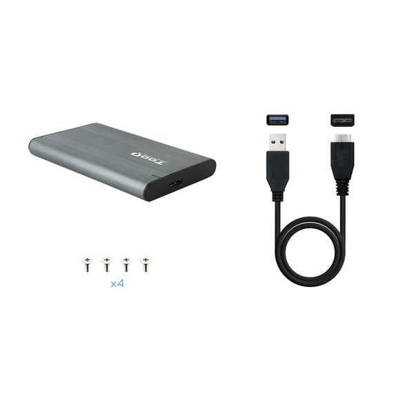 TooQ TQE-2503G Hölje för lagringsenheter HDD- / SSD kabinett Grå 2.5"
